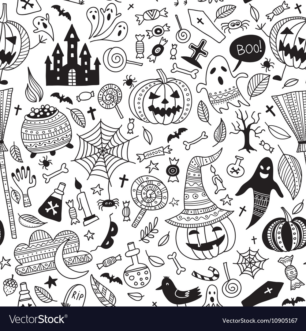 Halloween seamless pattern ornamental style Vector Image