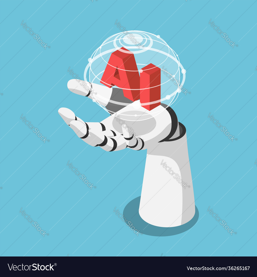 Isometric Hand Artificial Intelligence Robot Vector Image Isometric Hand Artificial Intelligence Robot Vector Image