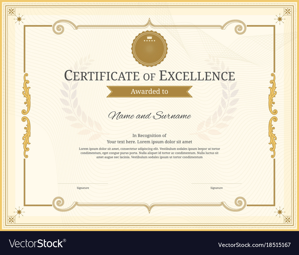 Luxury certificate template with elegant border Vector Image