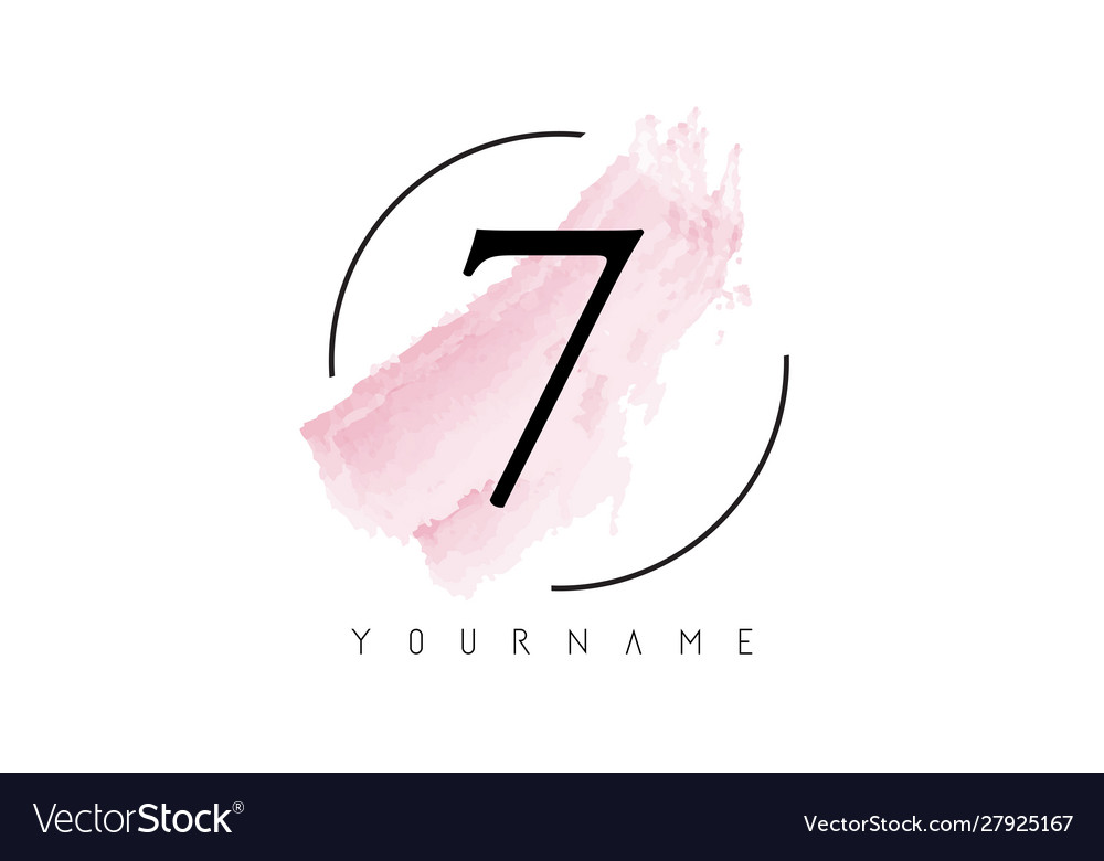 Number 7 watercolor stroke logo design