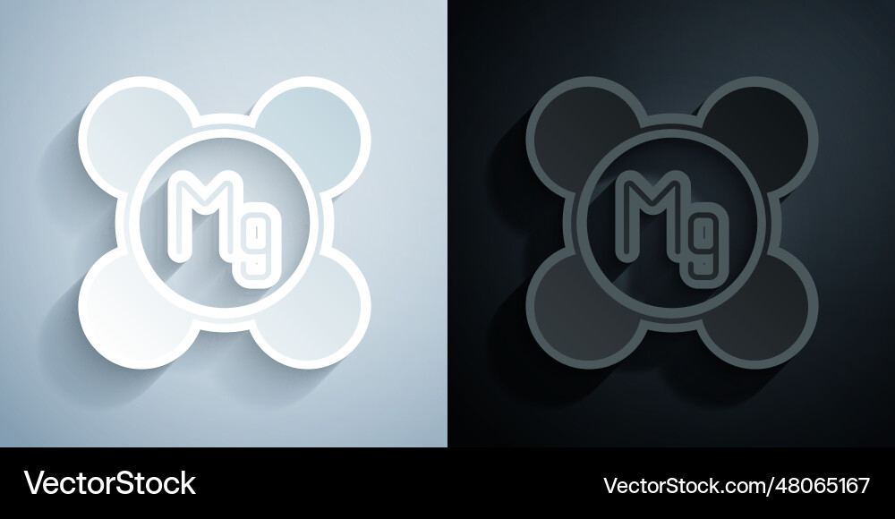 Paper cut magnesium chemical element icon isolated