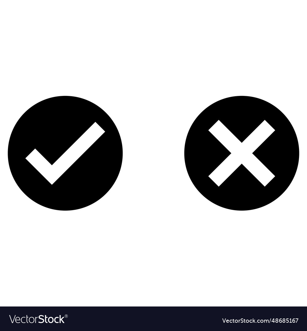 Right and wrong icons in circles check mark icon