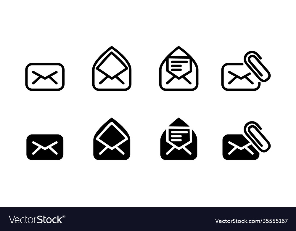 Set linear and silhouette email icons design