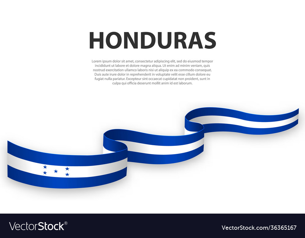 Waving ribbon or banner with flag honduras