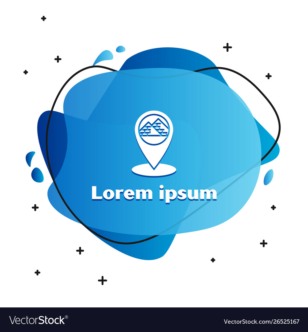 White map pointer with egypt pyramids icon vector image White map pointer with egypt pyramids icon