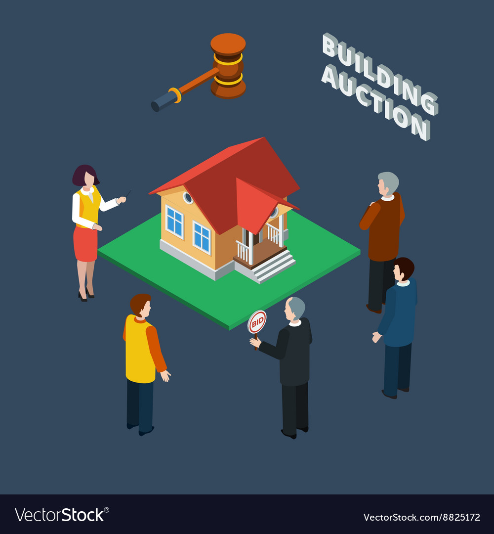 Building Auction Isometric Royalty Free Vector Image