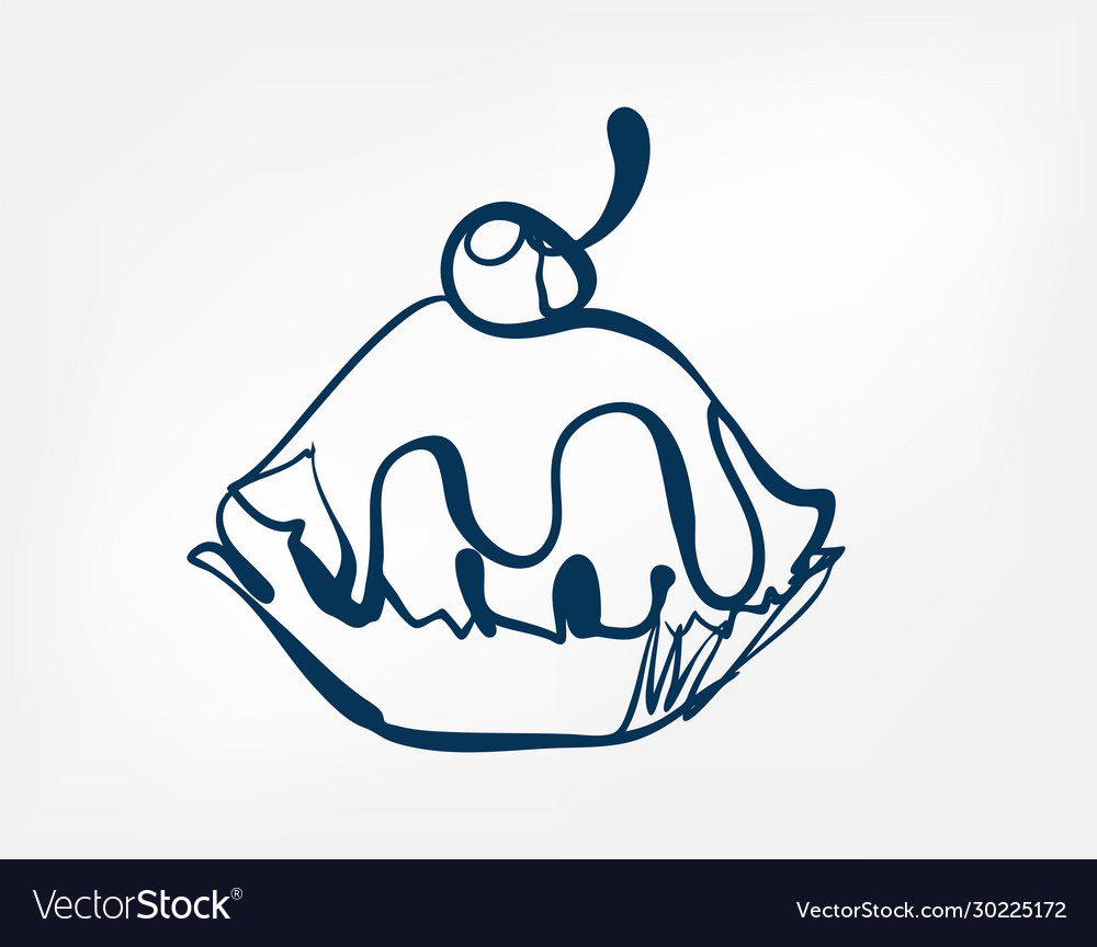Cake one line design element isolated