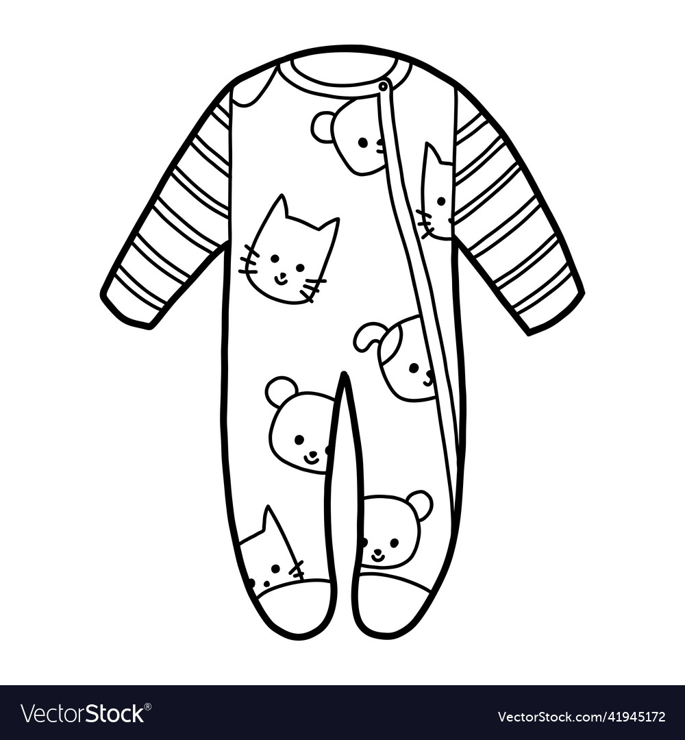 Coloring book baby sleepsuit with animals