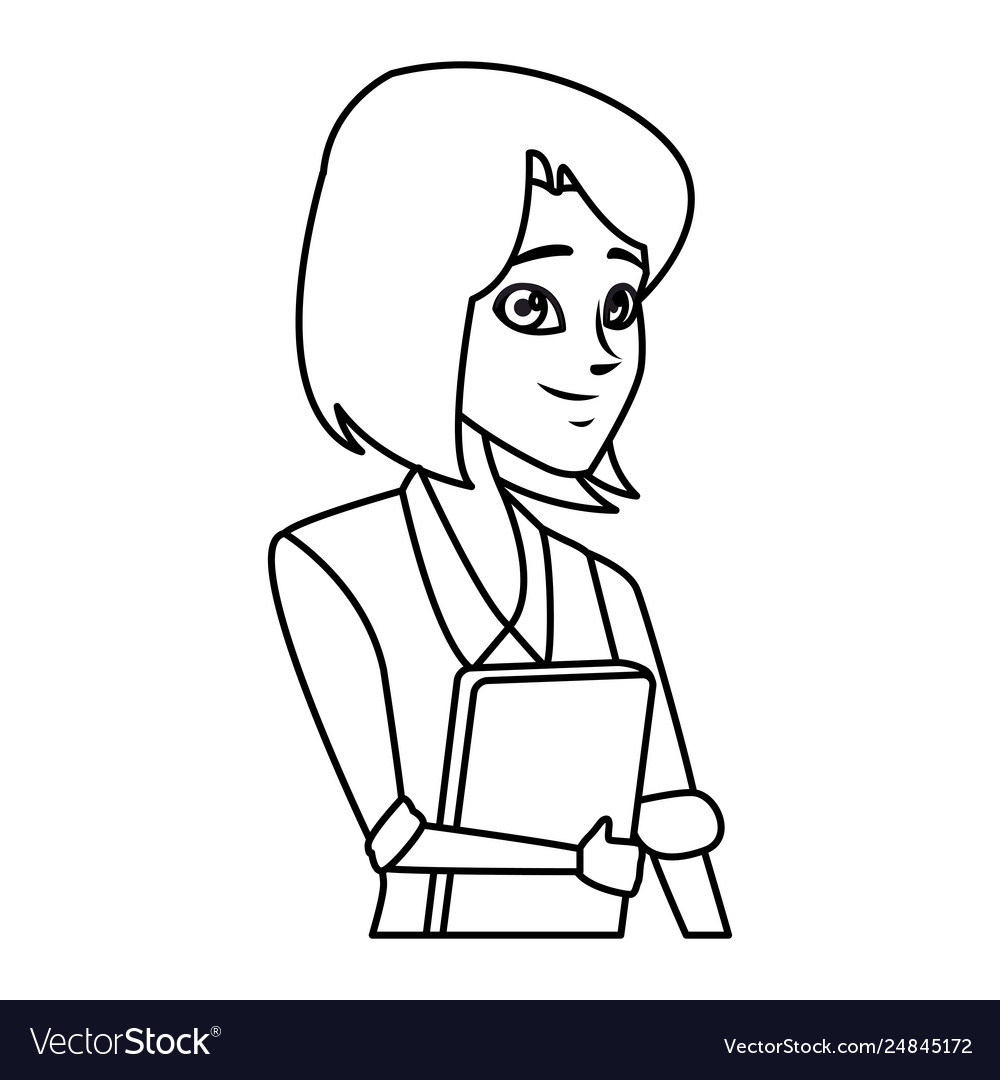 Executive businesswoman cartoon in black and white