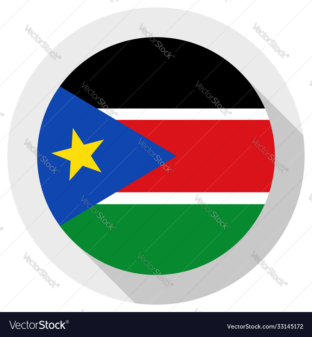 Flag south sudan round shape icon on white Vector Image