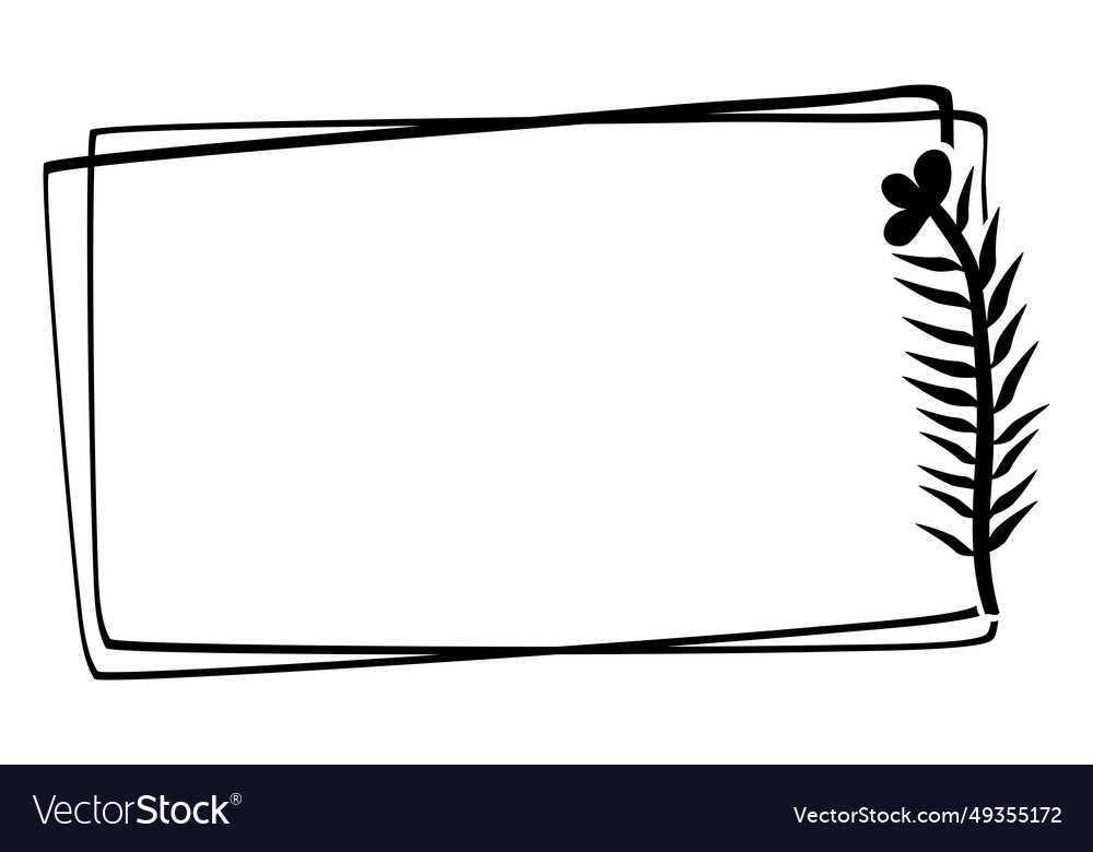 Floral simple black border rectangle sketch Vector Image