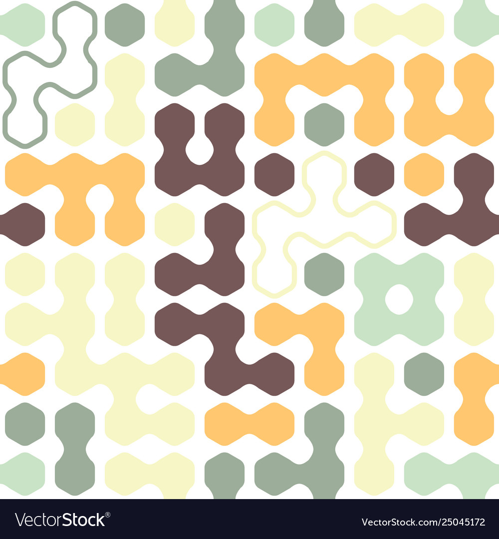 Geometric colored hexagon forms seamless pattern