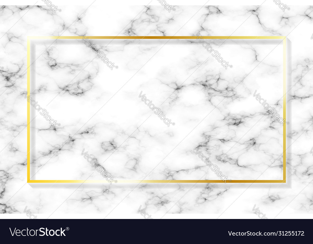 Golden Frame On Marble Background With Shadow Vector Image