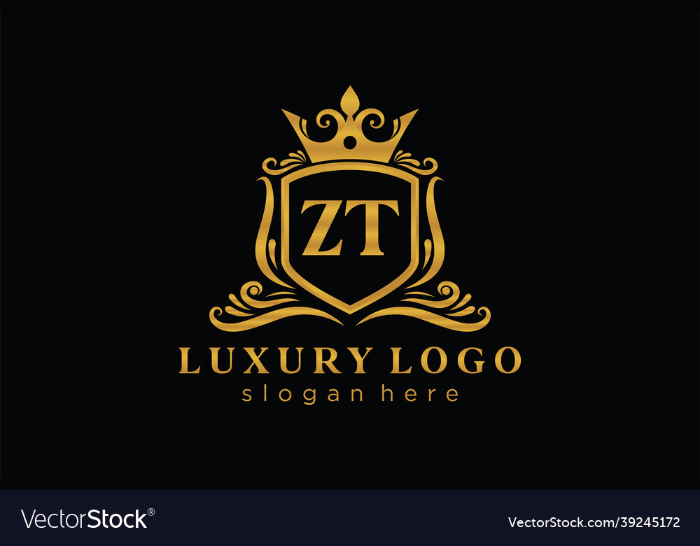 Initial zt letter royal luxury logo template Vector Image