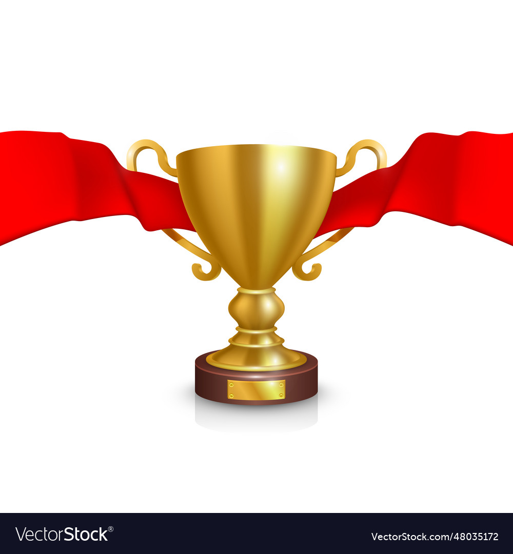 Leader of the cup with a red ribbon