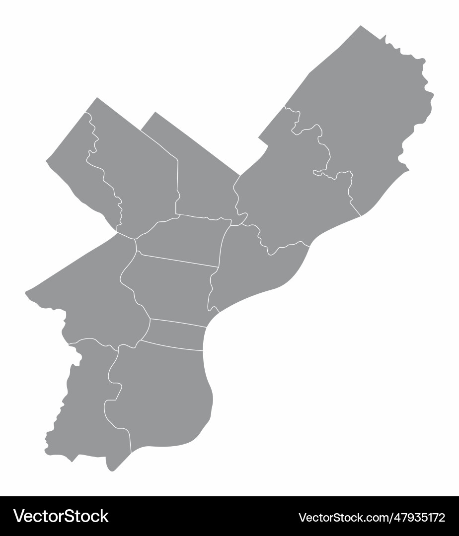 Philadelphia city administrative map Royalty Free Vector