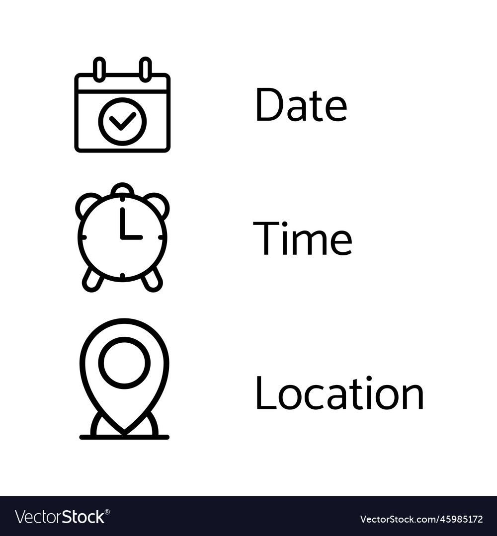 Set date time and location icons for graphic