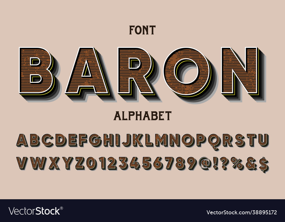 Typeface retro font alphabet design white Vector Image