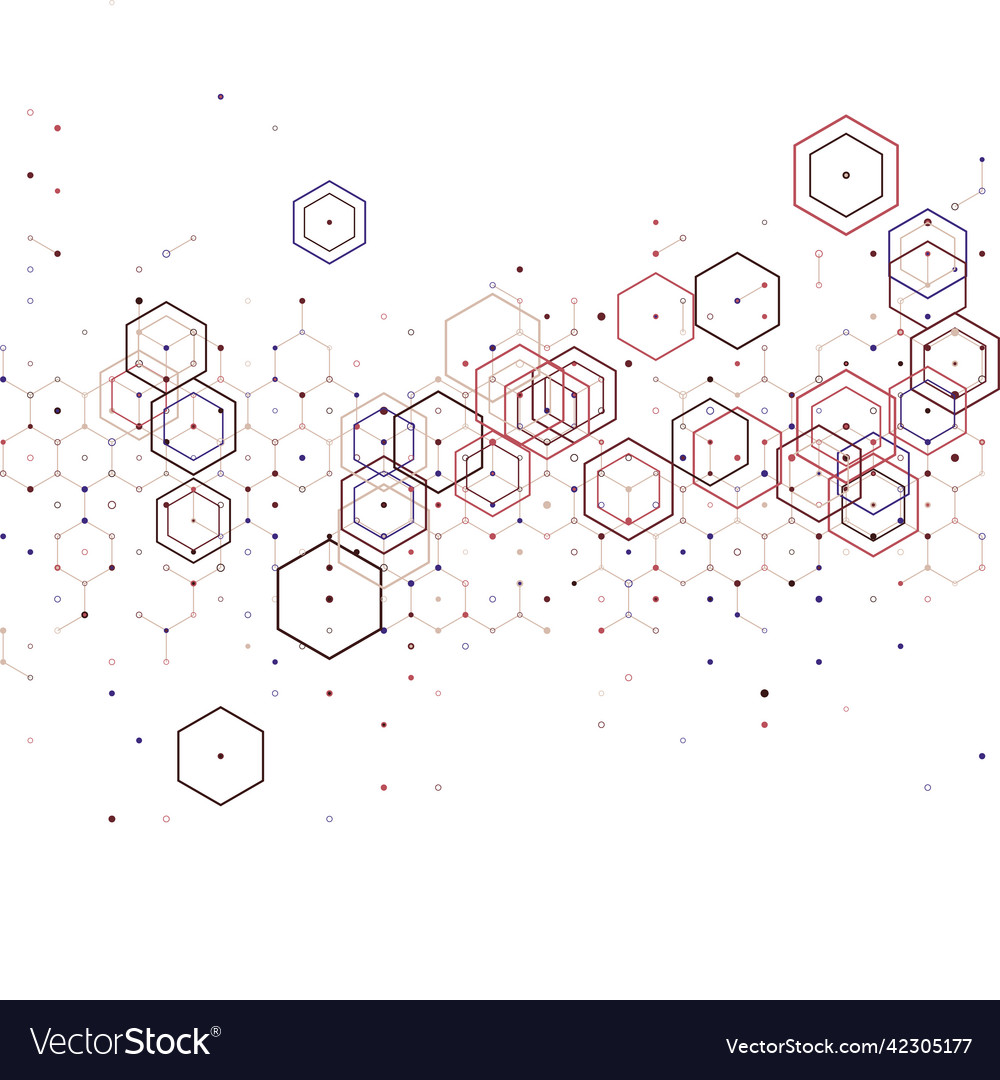 A lot of hexagonal cells communication connection vector image A lot of hexagonal cells communication connection