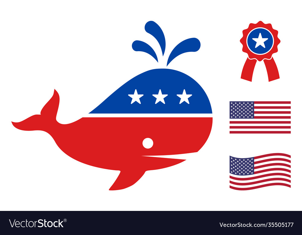 Flat whale icon in american democratic