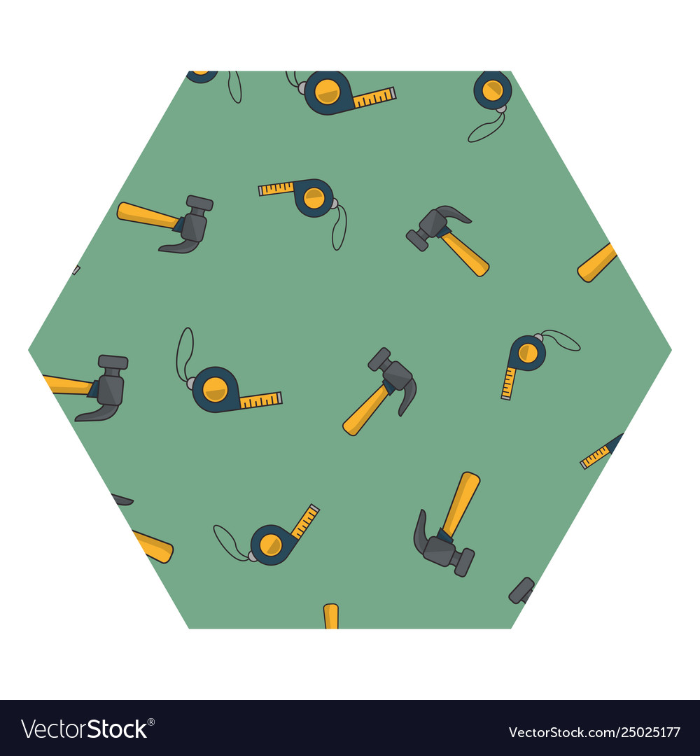 Hammers and measure tape hexagon frame