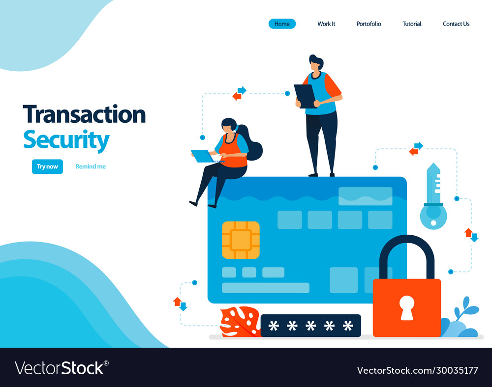 Landing page template secure transactions vector image Landing page template secure transactions