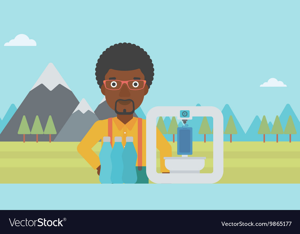 Man with three d printer