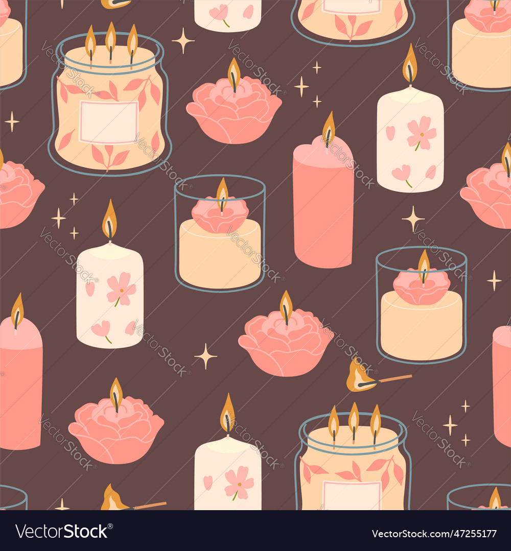 Seamless pattern with candles of various shapes Vector Image