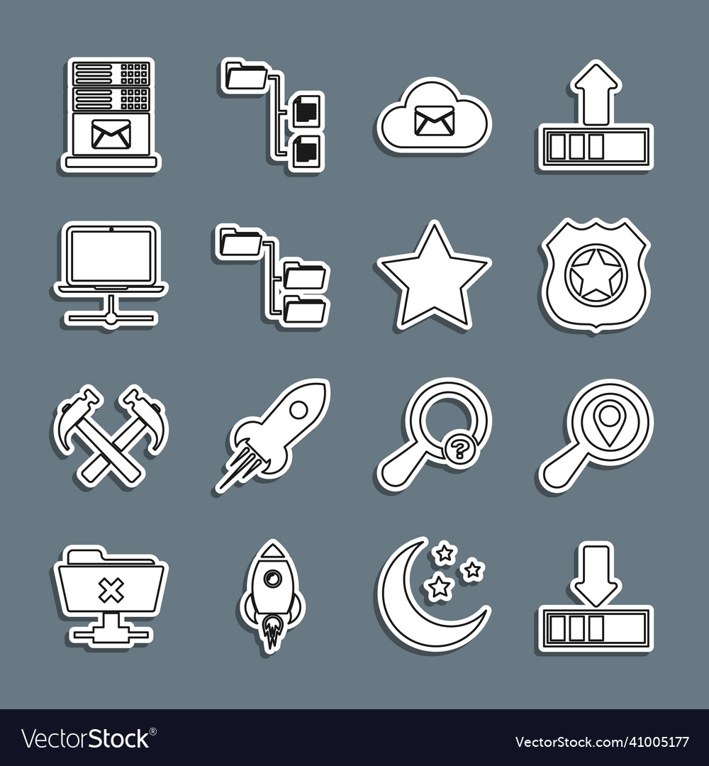 Set line loading search location police badge vector image Set line loading search location police badge