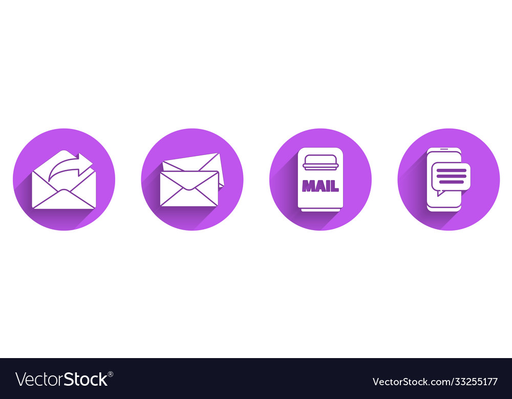 Set outgoing mail envelope mail box and chat Vector Image