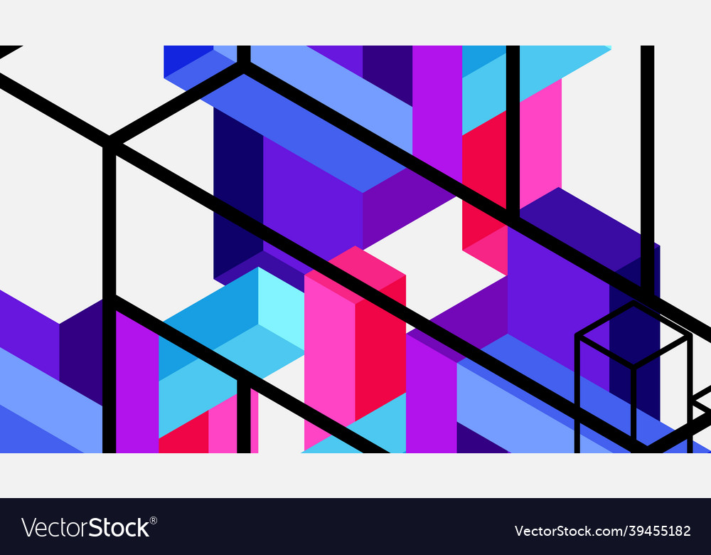 Abstract background 3d cubes cubic elements vector image Abstract background 3d cubes cubic elements