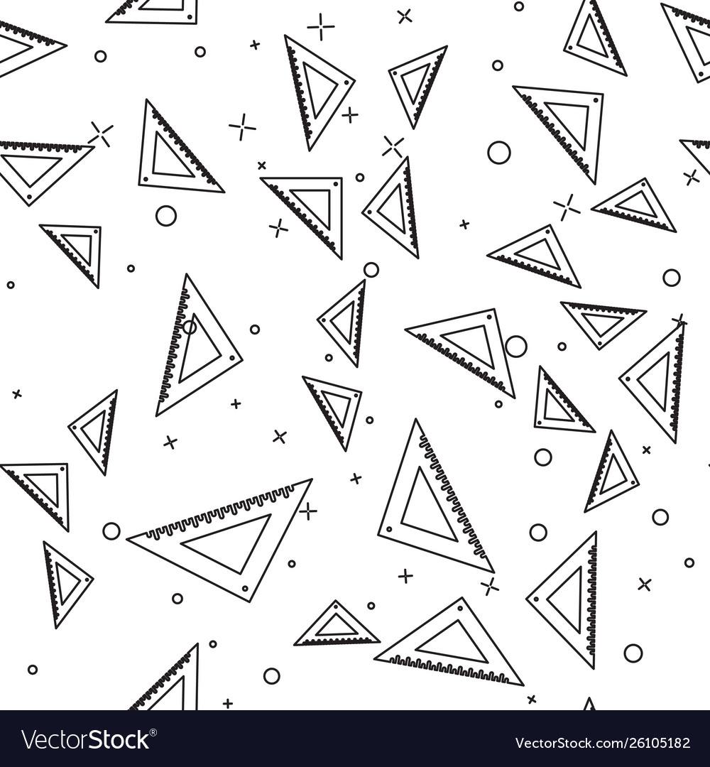 Black line triangular ruler icon isolated vector image Black line triangular ruler icon isolated
