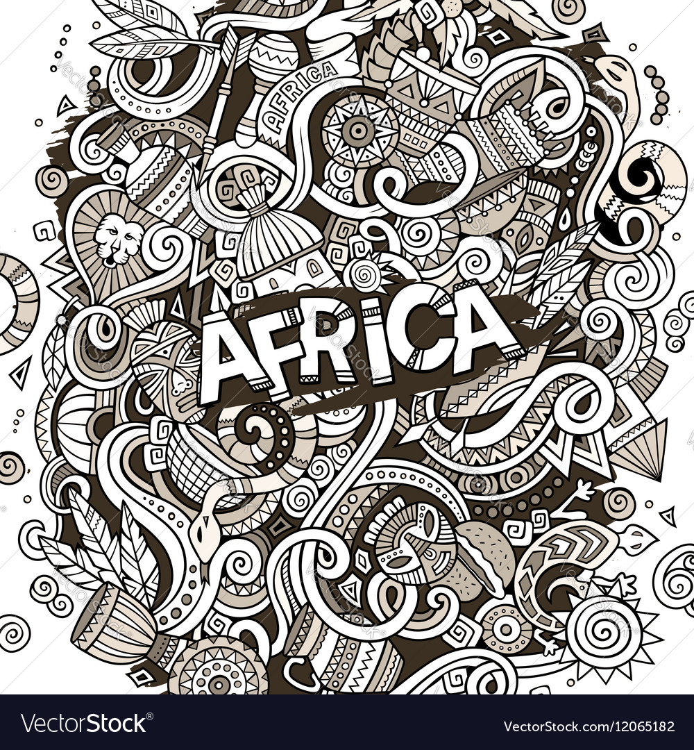 Cartoon Cute Doodles Africa Royalty Free Vector Image