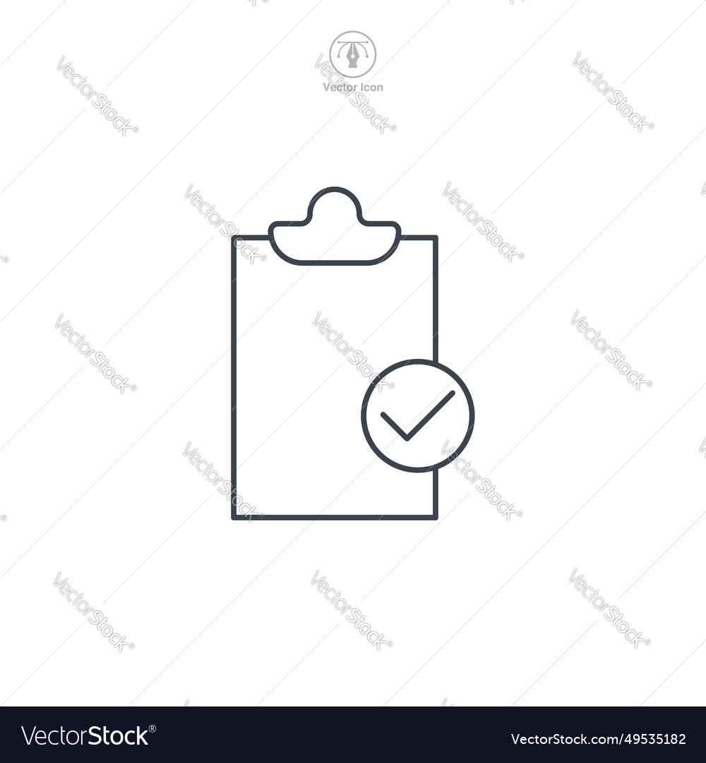 Check mark on document icon symbol isolated vector image Check mark on document icon symbol isolated