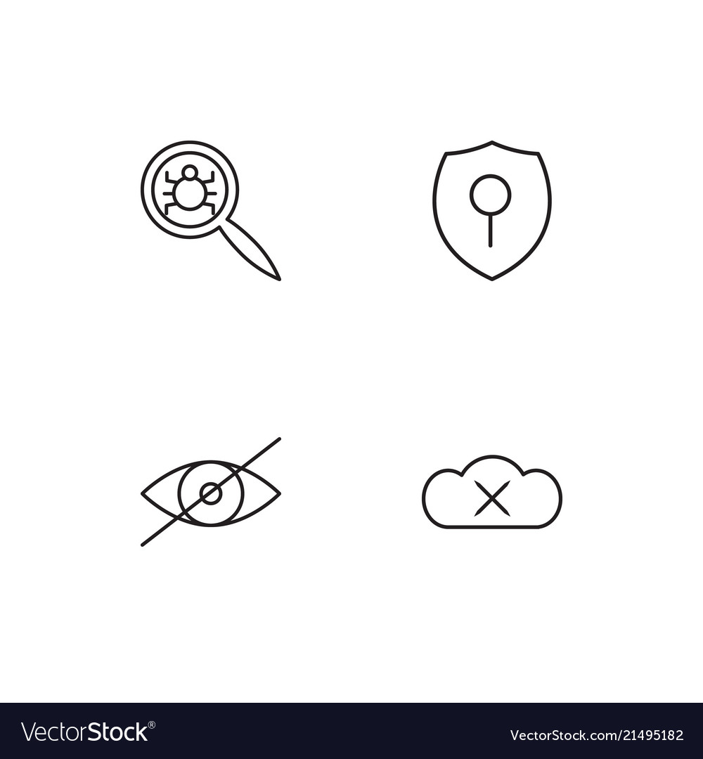 Cyber security linear icons set simple outline