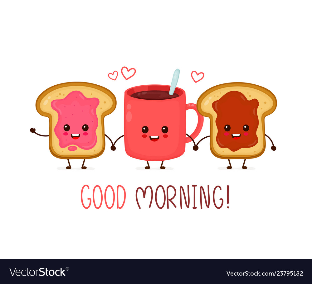 Happy cute smiling funny kawaii cup Royalty Free Vector