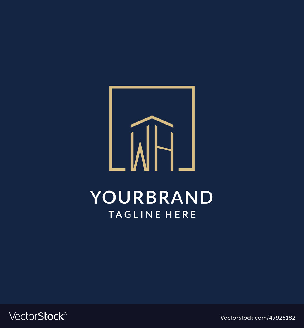 Original wh quadratische Linien Logo modern und Luxus