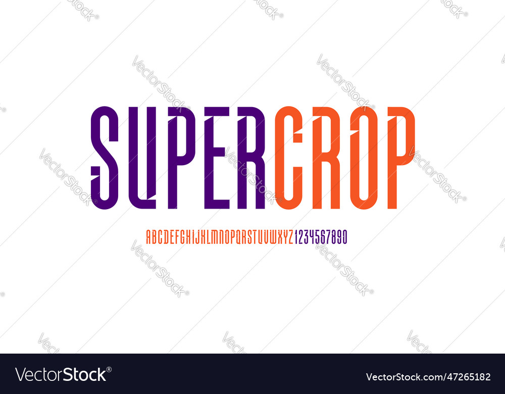 Longest font high multicolored alphabet Vector Image