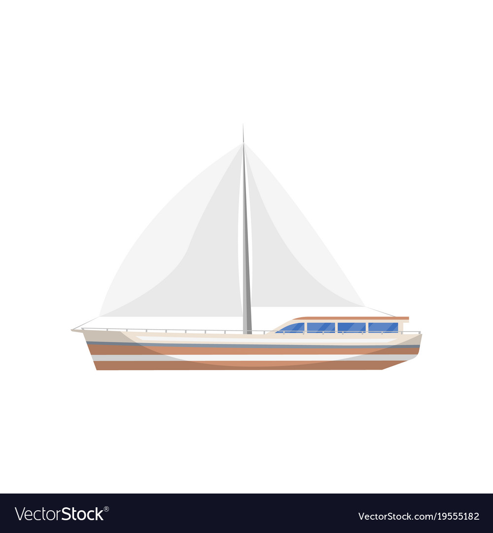 Vintage sail yacht side view isolated icon Vector Image