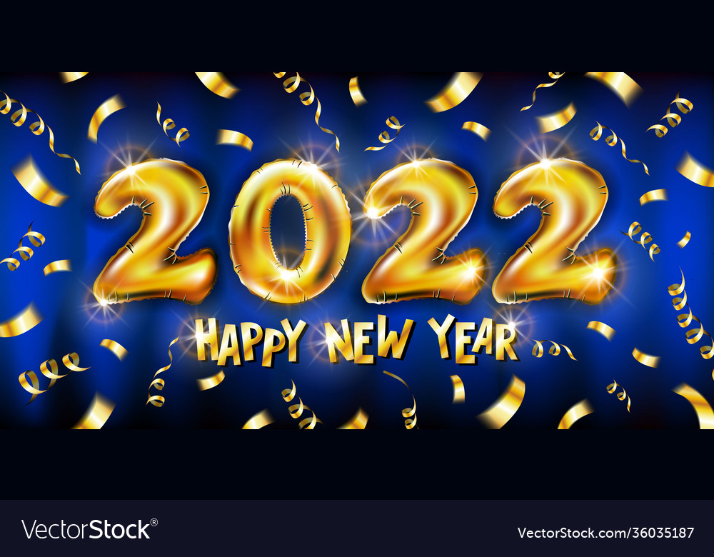 2022 year gold balloons happy new year greeting Vector Image