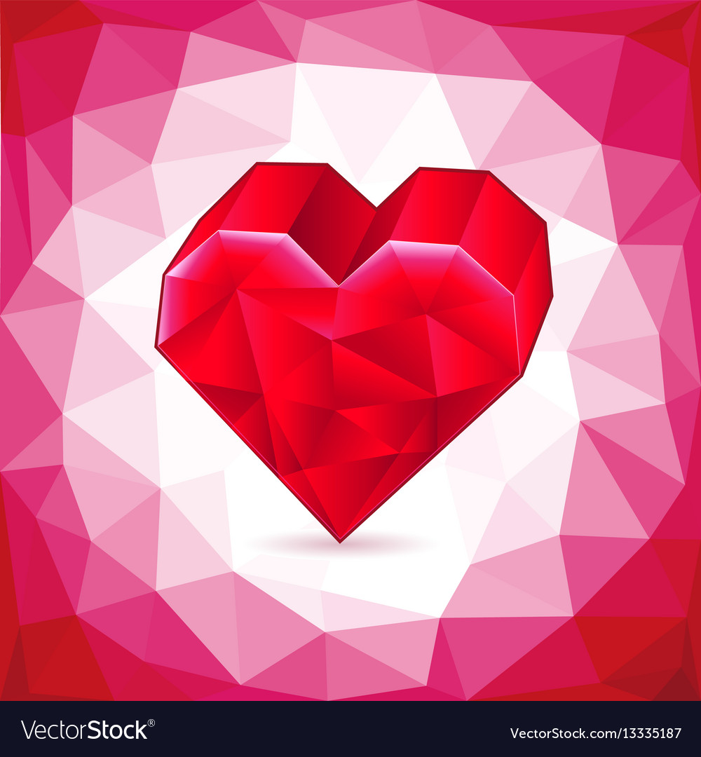 Abstract three-dimensional red heart triangles vector image Abstract three-dimensional red heart triangles
