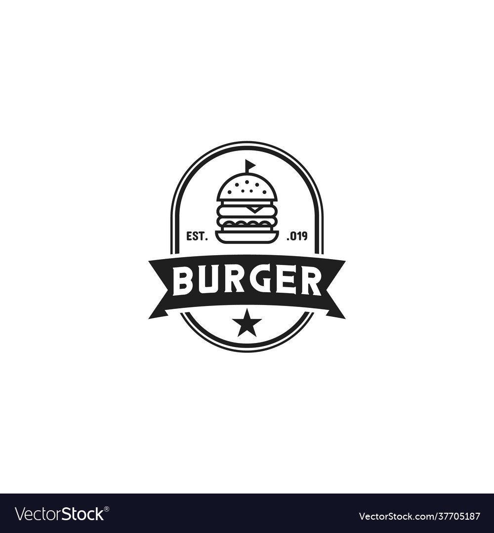 Burger hamburger big restaurant logo Royalty Free Vector