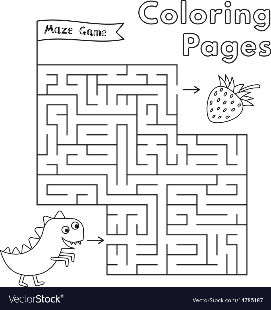 Cartoon dinosaur maze game Royalty Free Vector Image