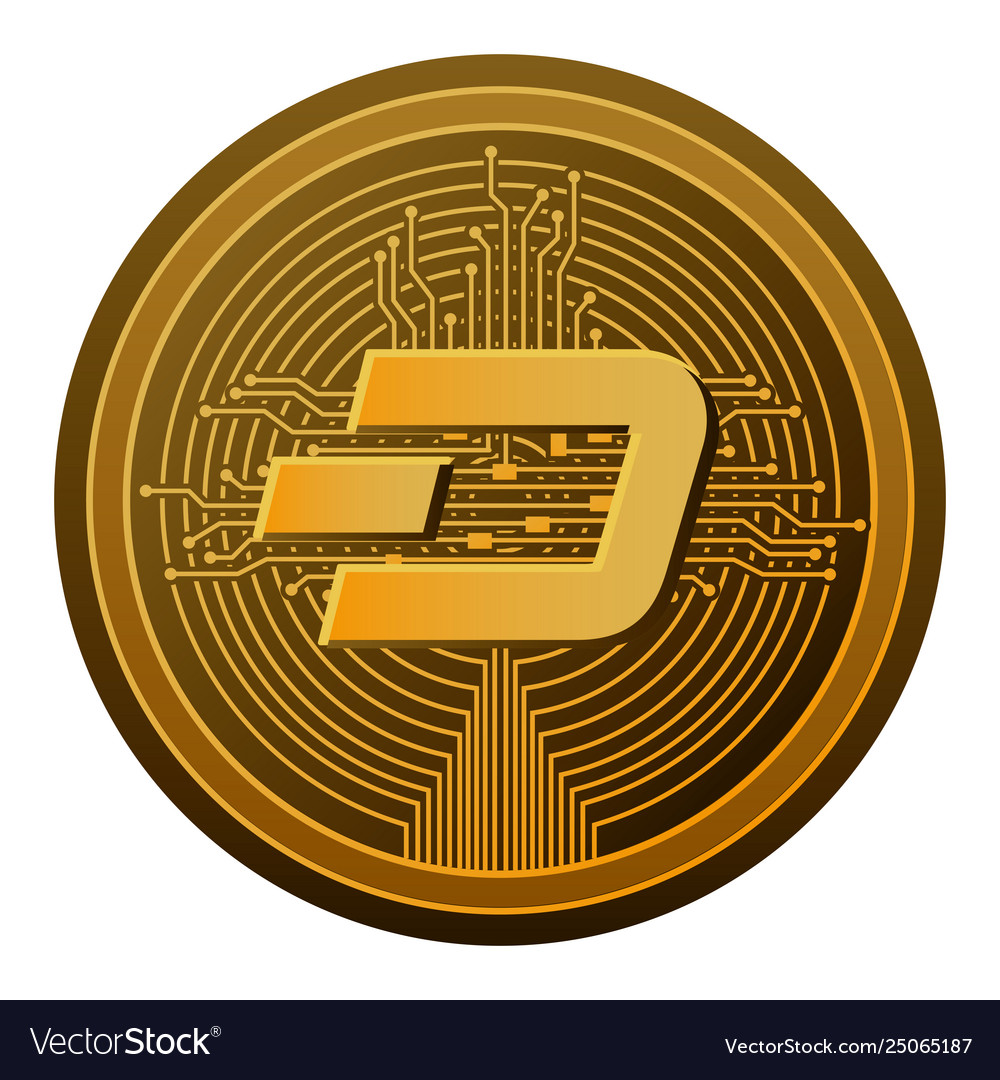 Cryptocurrency dash coin with circuit lines