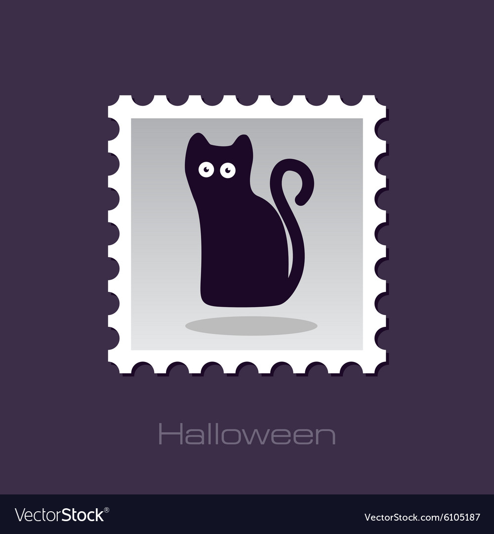 Halloween black cat stamp
