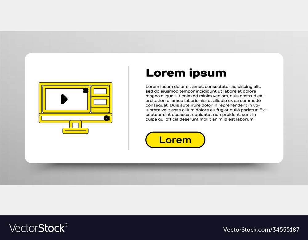 Line video recorder or editor software on computer vector image Line video recorder or editor software on computer