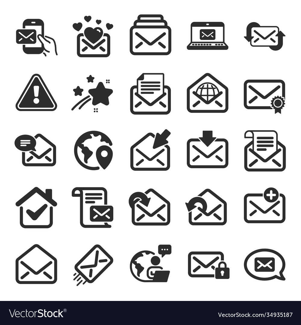Mail message icons set newsletter e-mail