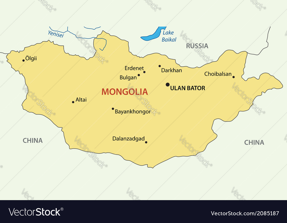 Mongolia - map Royalty Free Vector Image - VectorStock