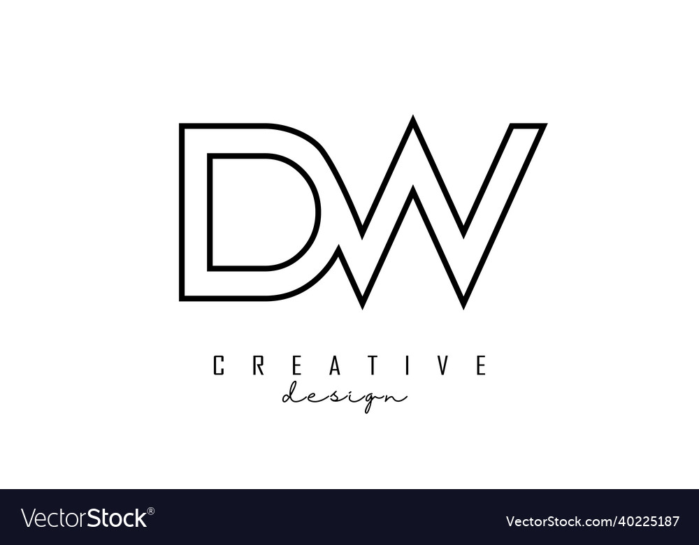 Outline dw letters logo with a minimalist design