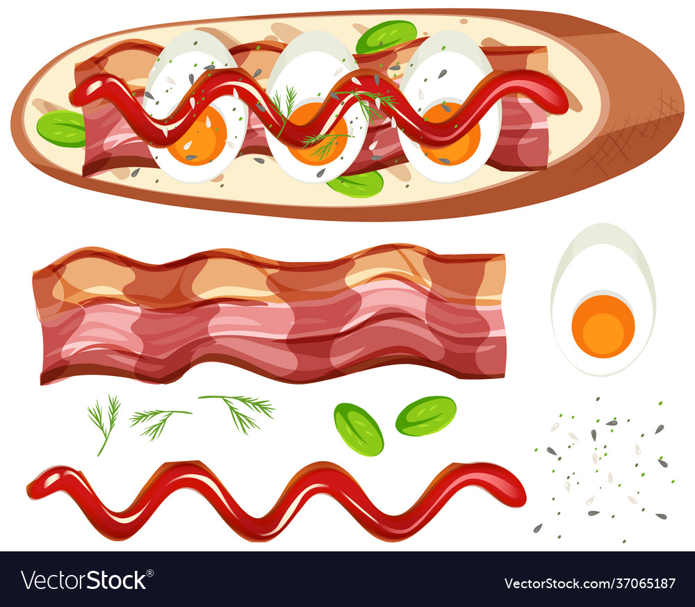 Top view a bread with topping element isolated vector image Top view a bread with topping element isolated